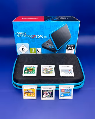 New Nintendo 2DS XL + custodia + giochi + scatola