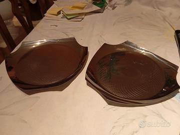 Coppia vassoi design Alberto, acciaio Nicrosil 