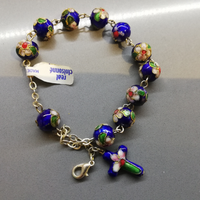 Braccialetto con perle smaltate blu