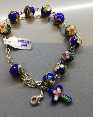 Braccialetto con perle smaltate blu