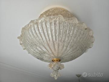 Lampadario vetro murano zona Talenti bianco traspa