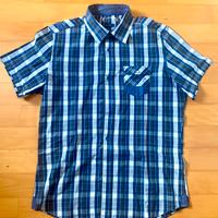 Camicia a quadri blu e bianca Sonny Bono