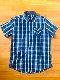 Camicia a quadri blu e bianca Sonny Bono