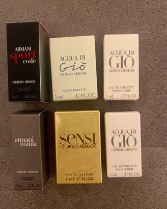 6 profumi nuovi Giorgio Armani miniature