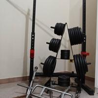 set pesi con bilancieri e manubri 