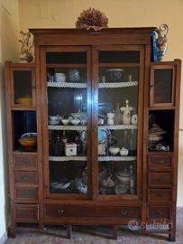 Cristalliera d’epoca anni ’20 in legno massello 