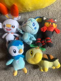 Peluche 5 pezzi Pokémon Starters Piplup, turtwig e