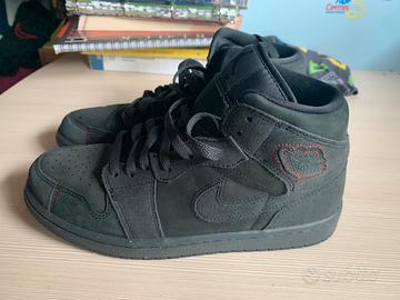 Nike jordan 1 craft grigio scuro-rosso