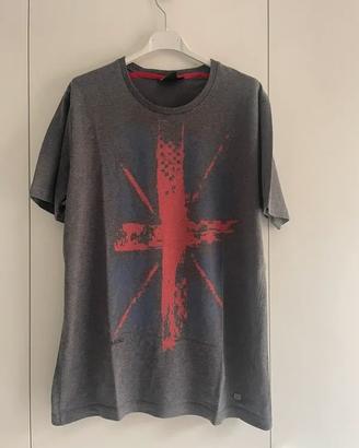 Mini Cooper t-shirt cotone grigio bandiera UK
