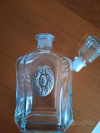 Bottiglia in cristallo con decorazione argento