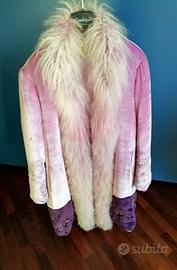 Cappotto vintage ciniglia con pelo Mongolia