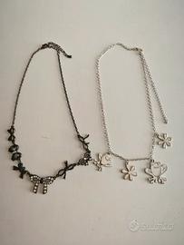 Set 2 Collane Vintage: Fiocchi Strass Neri & Rane