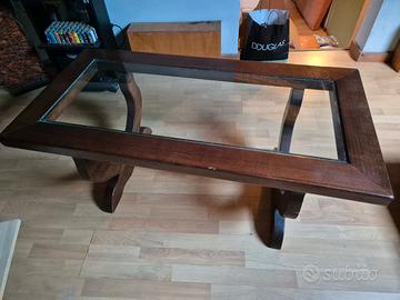 Tavolino legno e vetro