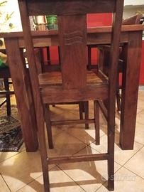 tavolo e sgabelli in legno massiccio 