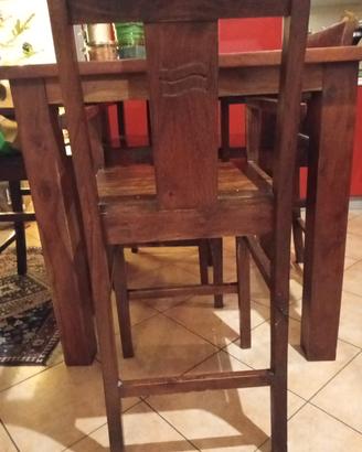 tavolo e sgabelli in legno massiccio 