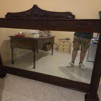 Specchiera Antica in legno mogano e cornice egitto