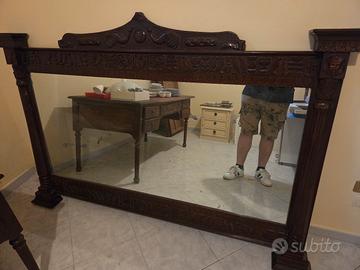 Specchiera Antica in legno mogano e cornice egitto