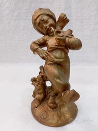 Antica Statuetta Gesso anni 30 color oro bronzo 