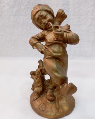 Antica Statuetta Gesso anni 30 color oro bronzo 