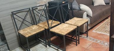 Sedie in ferro e paglia