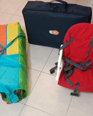 lettino campeggio + materasso+ alza sedia 