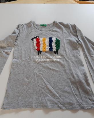 t-shirt manica lunga Benetton grigia chiara 7-8 an
