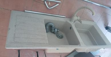 lavandino doppio con miscelatore cucina scic