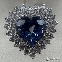 ANELLO IN ORO 18kt.CON DIAMANTI E ZAFFIRO CUORE