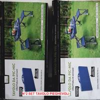 2 Tavoli camping pieghevole con sedie