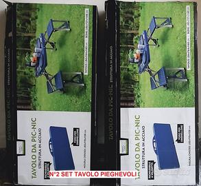 2 Tavoli camping pieghevole con sedie