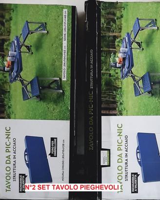 2 Tavoli camping pieghevole con sedie