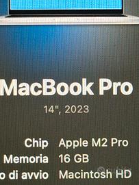Macbook pro 14” m2 pro 512gb 16gb