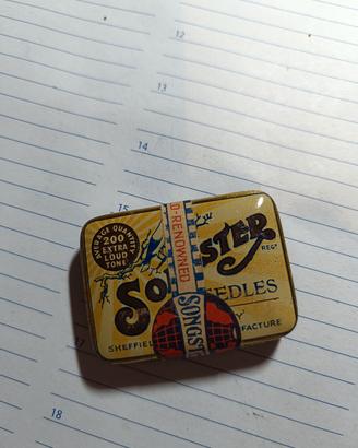 scatola antica puntine grammofono 