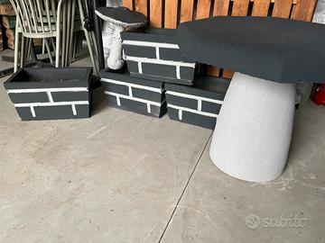 Vaso e tavolo fungo cemento per esterni