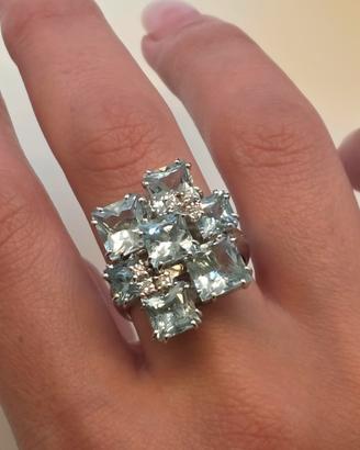 ANELLO SALVINI IRIS ORO ACQUAMARINA DIAMANTI