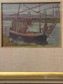 Quadro olio Renzo Morandi - Ravenna Darsena