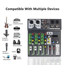 Mixer professionale Bt-Usb e scheda audio a 4c
