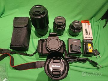 kit Canon EOS 1200d 4 obiettivi 1 flash 1 zaino