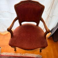 Poltroncina d’epoca legno e velluto