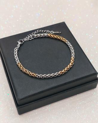 Bracciale Acciaio Inox Uomo Colore Argento e Oro