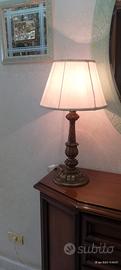 Antica Lampada legno tornito dorato lume da tavolo