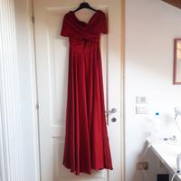 Vestito sartoriale lungo in raso rosso tg. 38/40