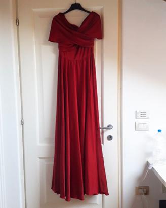 Vestito sartoriale lungo in raso rosso tg. 38/40