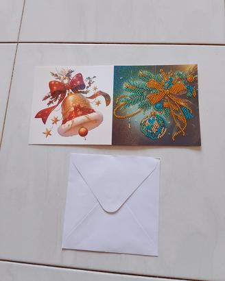 Biglietto Natale Diamond Painting Fiocco oro