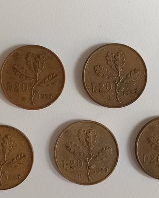 monete lire 20 1957
