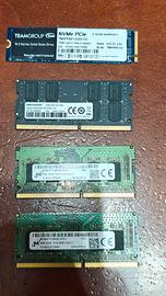 MEMORIE RAM 1 x16GB + 2X8GB DDR4 +SSD NVME PCLE 