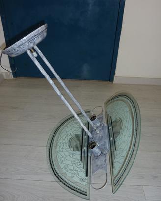 Lampadario acciaio e vetro e abat-jour coordinato