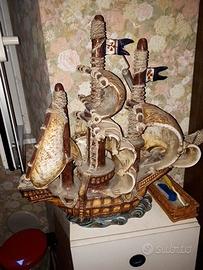 veliero ceramica manifattura Zaccagnini Firenze