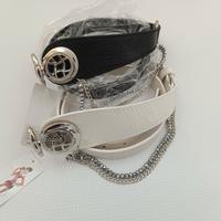 Cintura in pelle bianca e argento