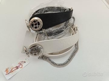 Cintura in pelle bianca e argento